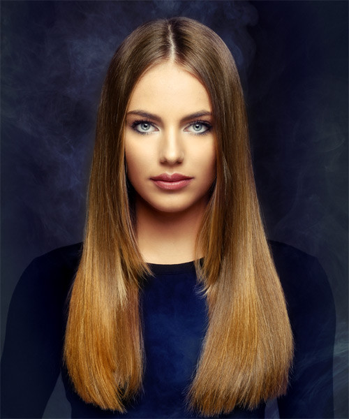 Long Straight Haircuts
 Long Straight Brunette and Red Two Tone Hairstyle