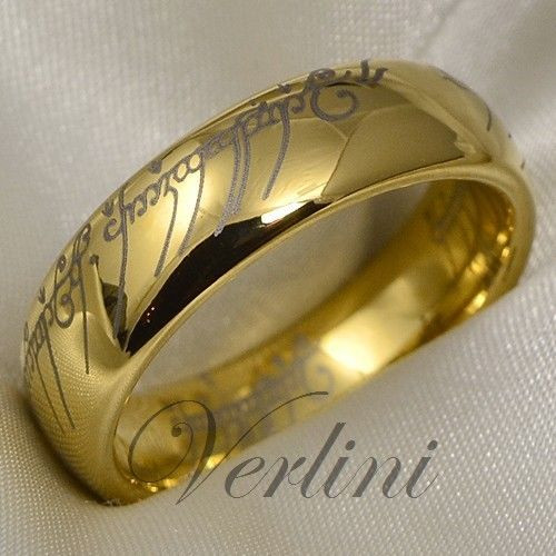 Lord Of The Rings Wedding Band
 Gold Tungsten Lord Ring Wedding Band Elvish LOTR The Rings