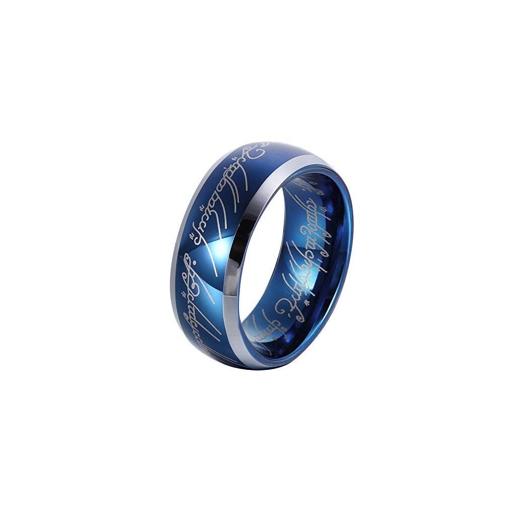 Lord Of The Rings Wedding Band
 GER 8mm Sapphire Blue Tungsten Carbide Ring Lord of The