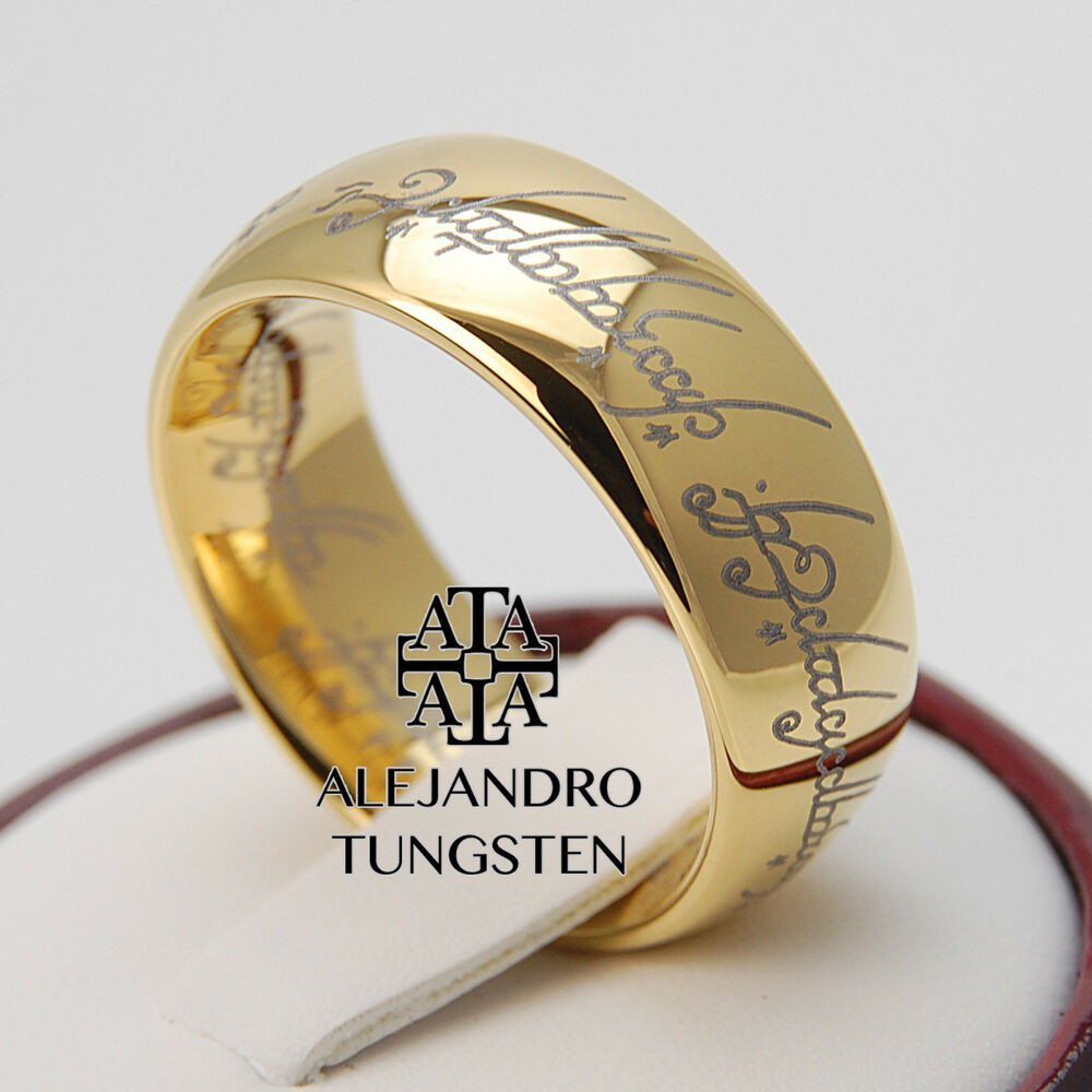 Lord Of The Rings Wedding Band
 Tungsten Ring LORT 18K Gold Lord of the Ring 8MM Hobbit