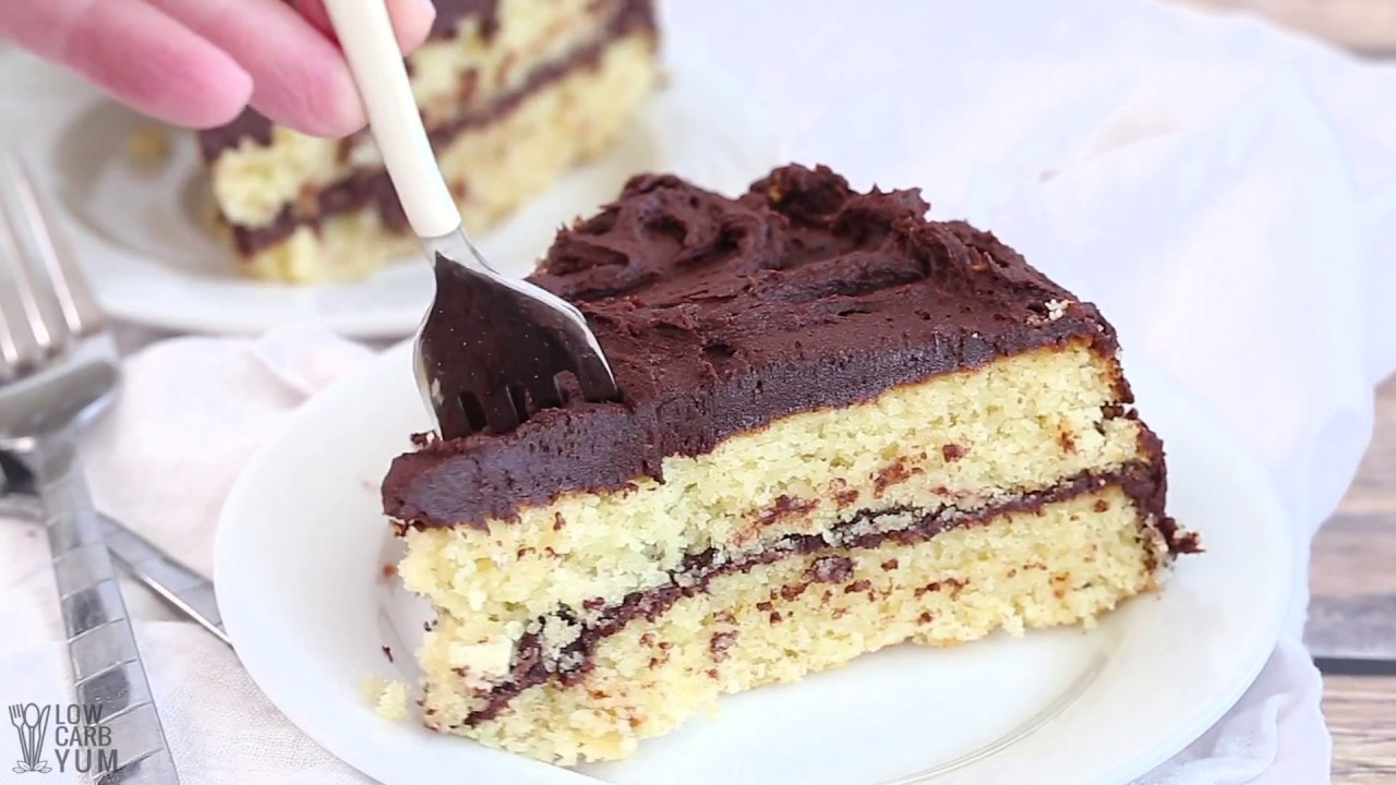 Low Carb Yellow Cake
 Low Carb Yellow Cake with Dark Chocolate Frosting