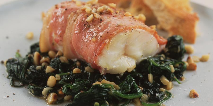 Low Fat Cod Recipes
 Bacon wrapped cod with spinach
