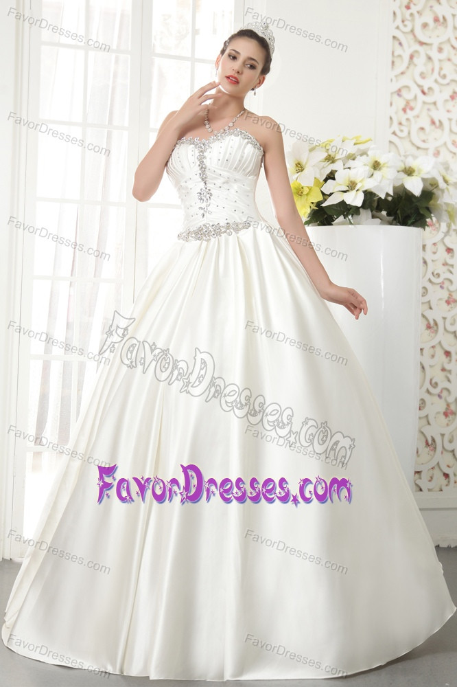 Low Price Wedding Dresses
 Elegant Sweetheart Satin Wedding Dresses with Beading for