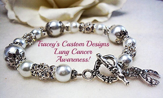 Lung Cancer Bracelets
 Stunning LUNG CANCER AWARENESS Bracelet Custom made just for
