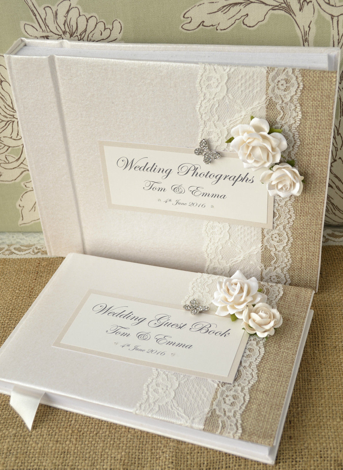 Luxury Wedding Guest Book
 Luxury Personalised Wedding Guest Book & Album Set Lace