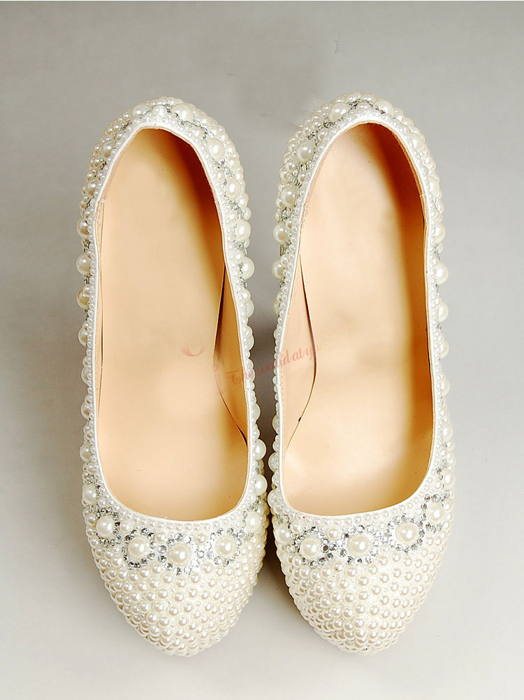 Luxury Wedding Shoes
 Luxury Spring Ivory Wedding Dress Shoes Pearl Bridal Shoes