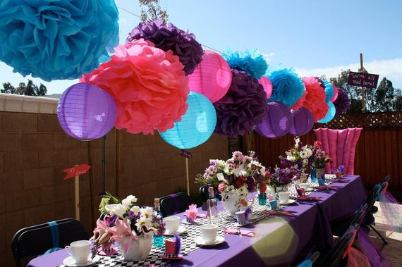 Mad Tea Party Ideas
 30 Tissue Pom Poms Mad Hatter Tea Party Decorations Your