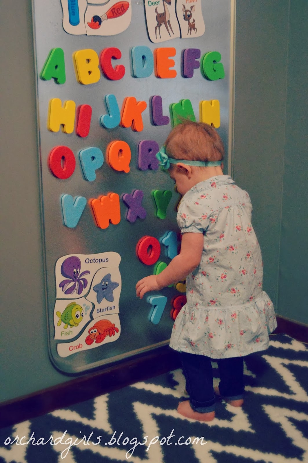 Magnetic Board For Kids Room
 Orchard Girls DIY Oil Drip Pan Magnet Board for Kids