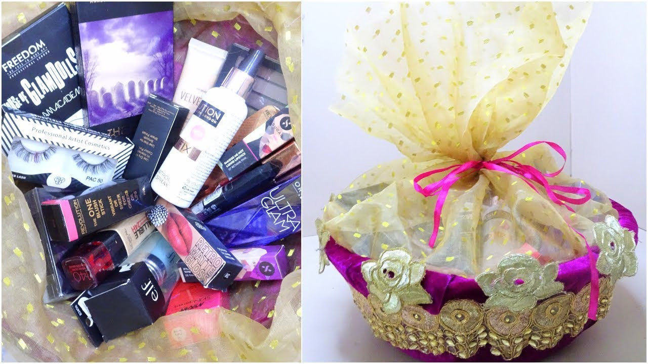 Makeup Gift Baskets Ideas
 How To Gift Basket for Makeup karwachauth Wedding