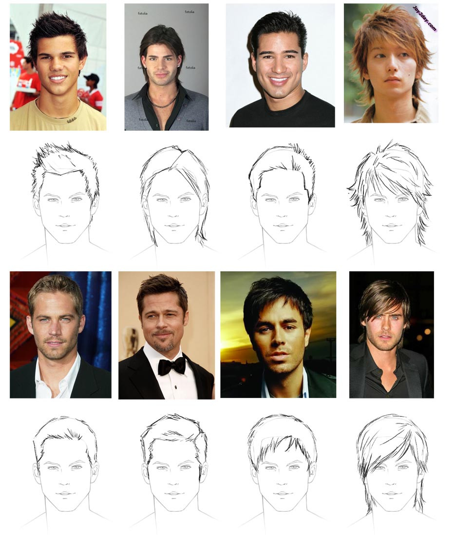 Male Haircuts Drawing
 How to draw hair male
