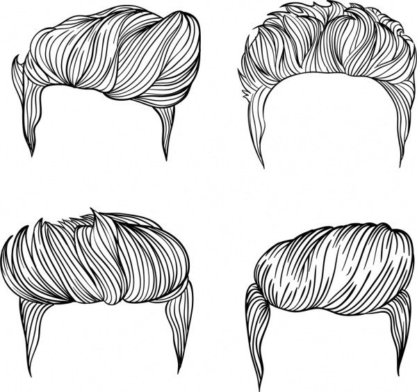 Male Haircuts Drawing
 Men hairstyles collection black white sketch Free vector