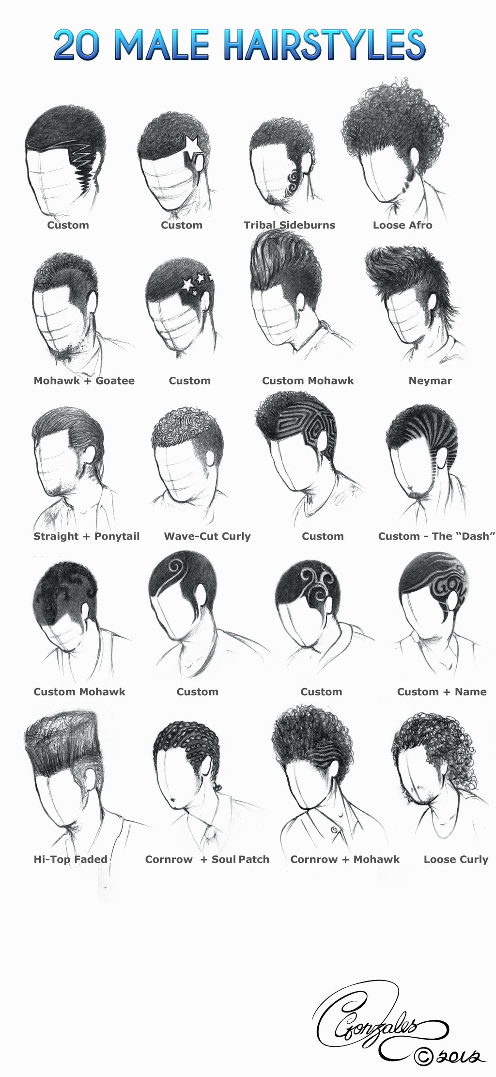 Male Haircuts Drawing
 20 Male Hairstyles by gunzy1 on DeviantArt