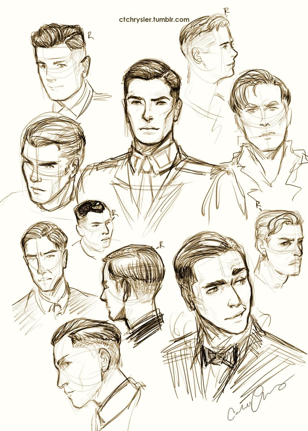 Male Haircuts Drawing
 hair study I really want to be e good at drawing men