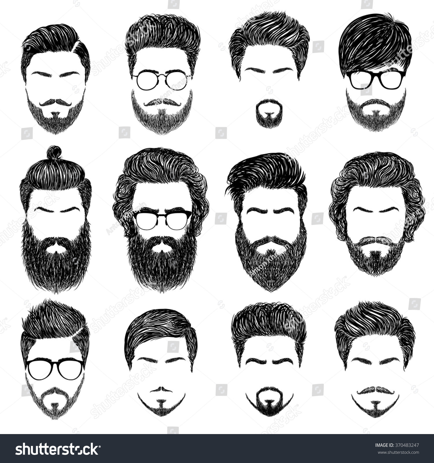 Male Haircuts Drawing
 Set Mens Hairstyles Beards Mustachesgentlmen Haircuts