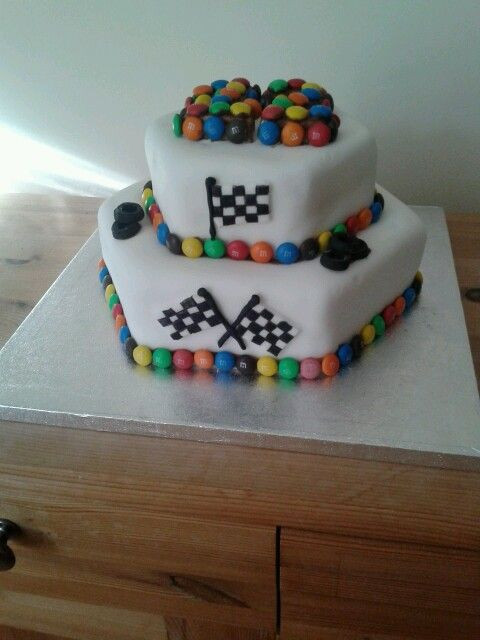M&amp;m Birthday Cake
 M & M s cake for go Kart party