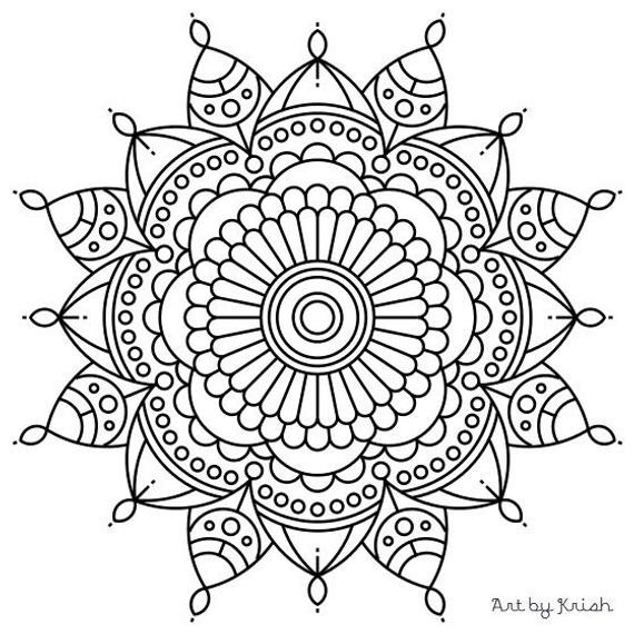 Mandala Coloring Pages For Kids
 Items similar to Mandala Adult Coloring Page 56 on Etsy