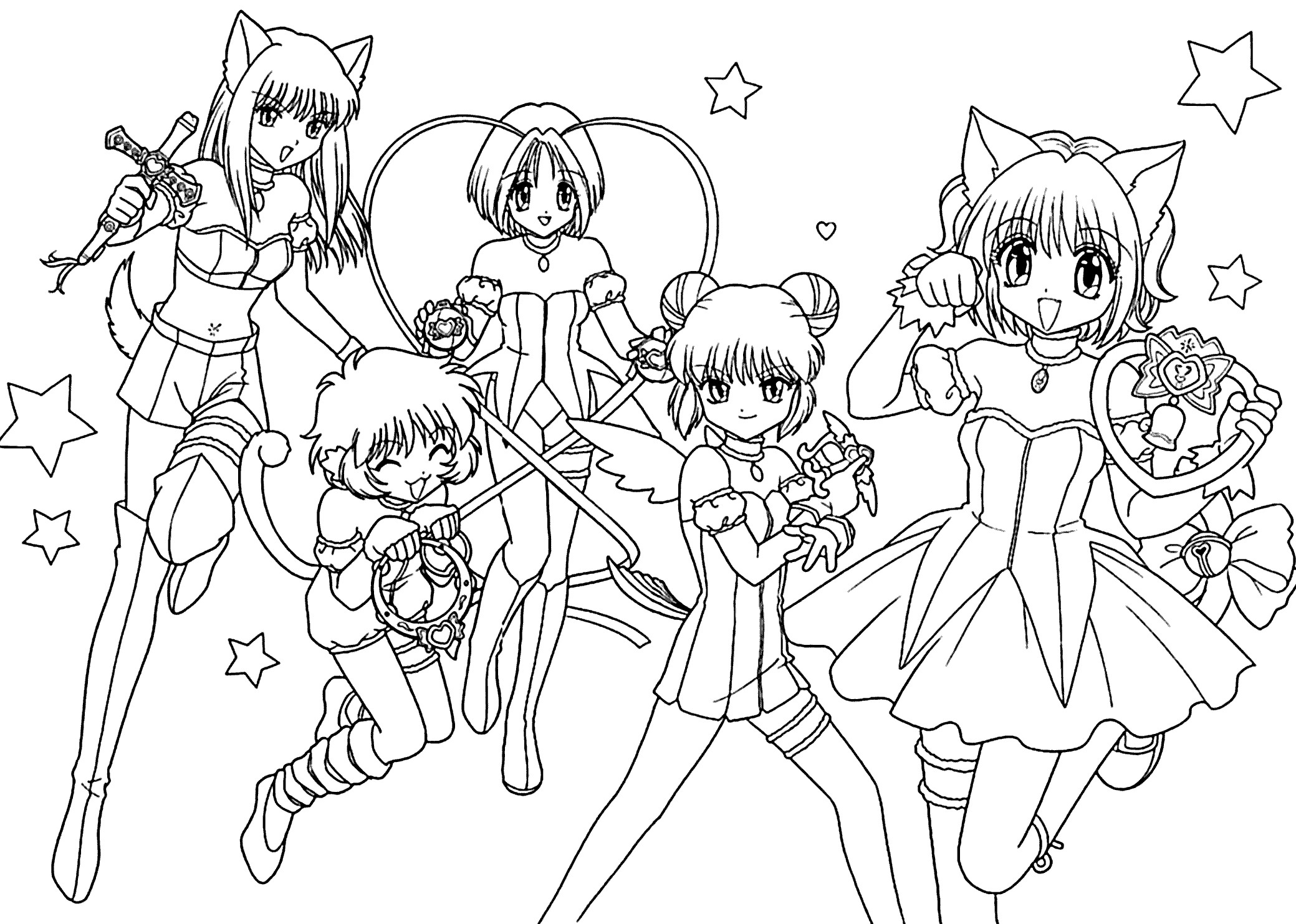 Manga Coloring Pages For Kids
 Mew mew team anime coloring pages for kids printable free