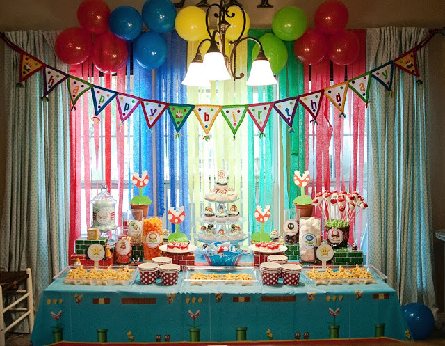 Mario Birthday Party Ideas
 Pearls Handcuffs and Happy Hour Super Mario Bros