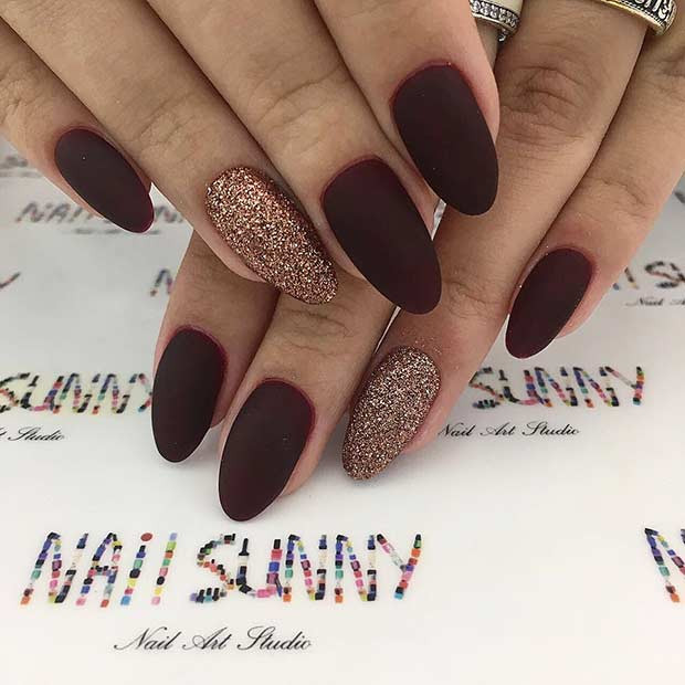 Maroon Nails With Glitter
 10 Chic Burgundy Nails You’ll Fall in Love With crazyforus
