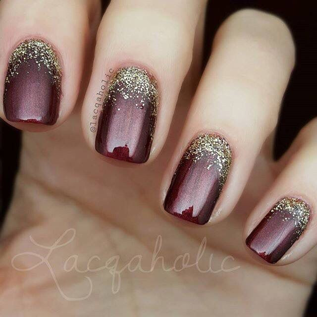 Maroon Nails With Glitter
 30 Glittery Nail Art Designs Nails