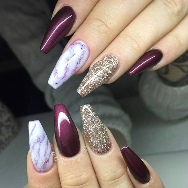 Maroon Nails With Glitter
 50 Burgundy Nails Designs Ideas Maroon Acrylic Nails