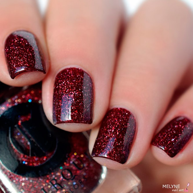 Maroon Nails With Glitter
 Gorgeous Burgundy Nail Polish