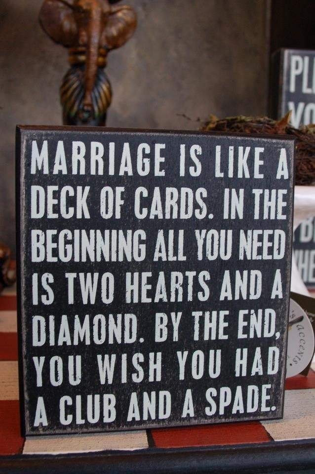 Marriage Picture Quotes
 Marriage is like a deck of cards funny