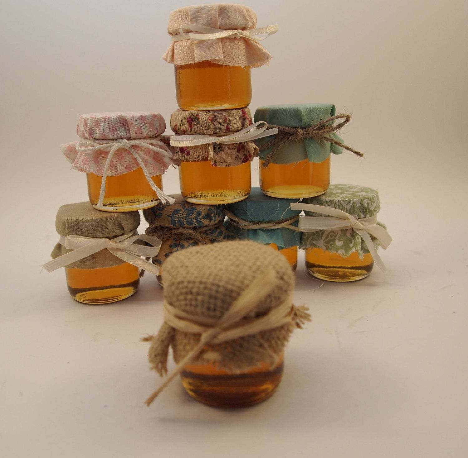 Mason Jar Wedding Favors
 60 mini mason jars Custom made wedding favors for the Rustic