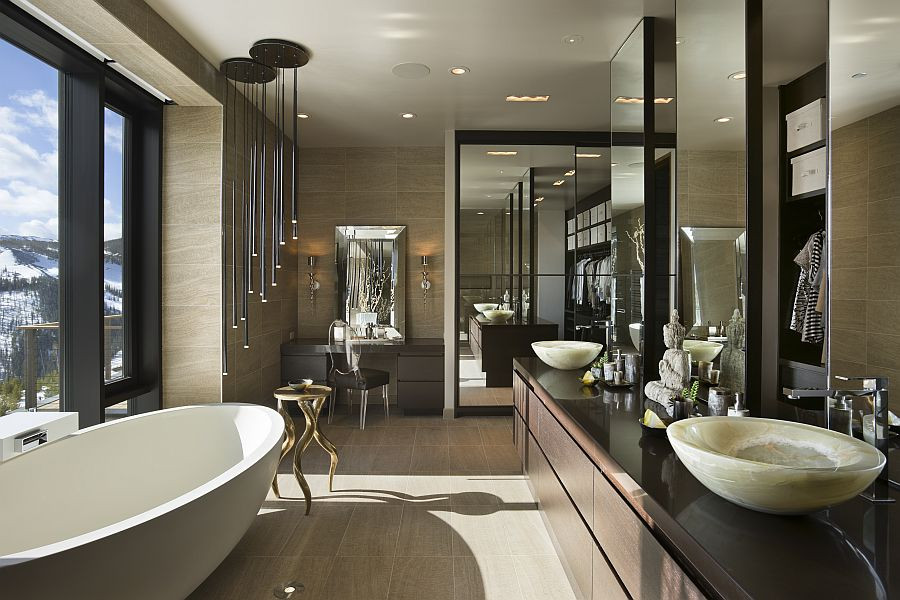 Master Bathroom Plans
 Private Luxury Ski Resort in Montana by Len Cotsovolos