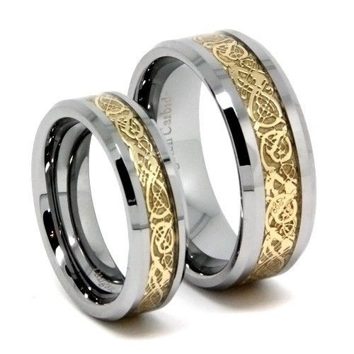 Matching Wedding Band Sets
 Matching Wedding Band Gold Dragon Tungsten Ring Set 8MM