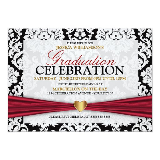 Mba Graduation Gift Ideas
 Red Gold Heart Graduation Party Invitation