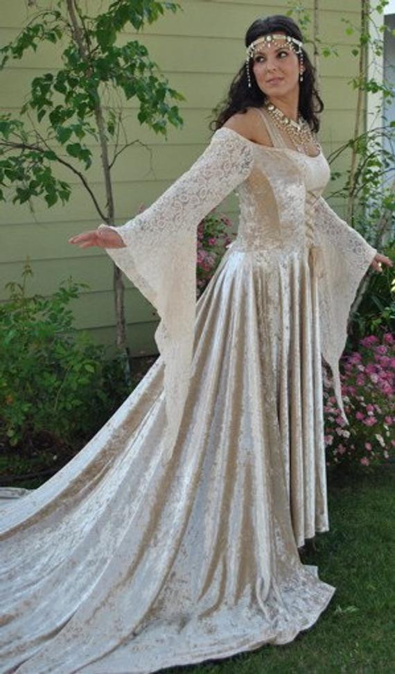 Medieval Wedding Dresses
 Items similar to Me val Velvet and Lace Gown with Train