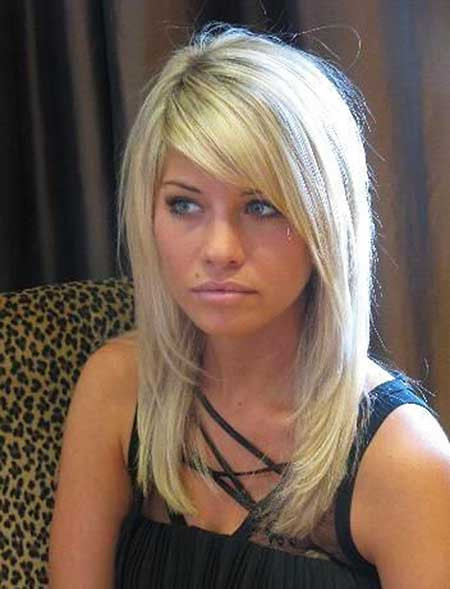 Medium Hairstyle With Side Bangs
 15 Pics of Medium Length Hairstyles with Bangs and Layers