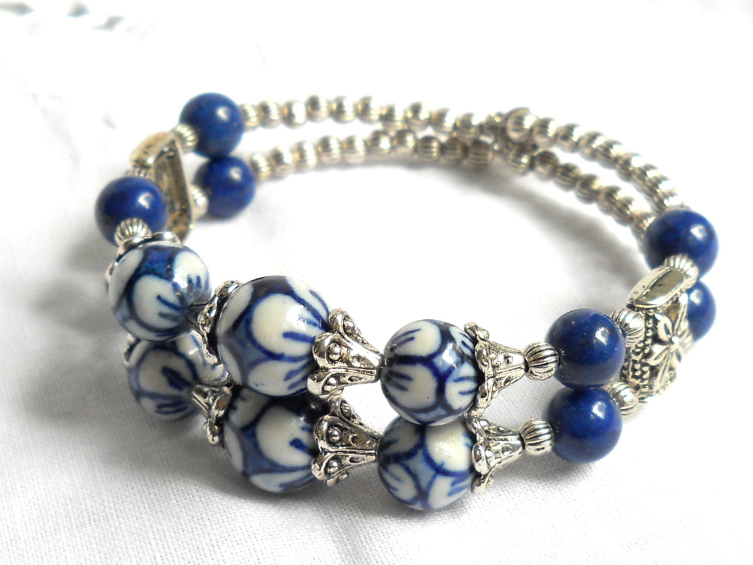 Memory Wire Bracelet
 memory wire bracelet delft blue jewelry delft blue bracelet