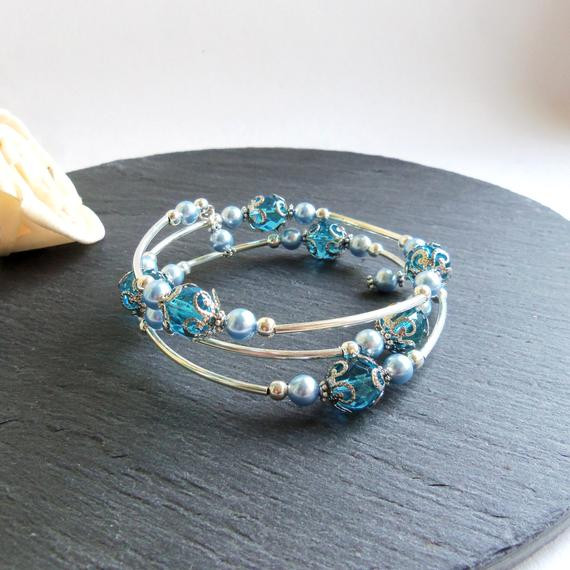 Memory Wire Bracelet
 Turquoise and blue Swarovski memory wire bracelet Swarovski