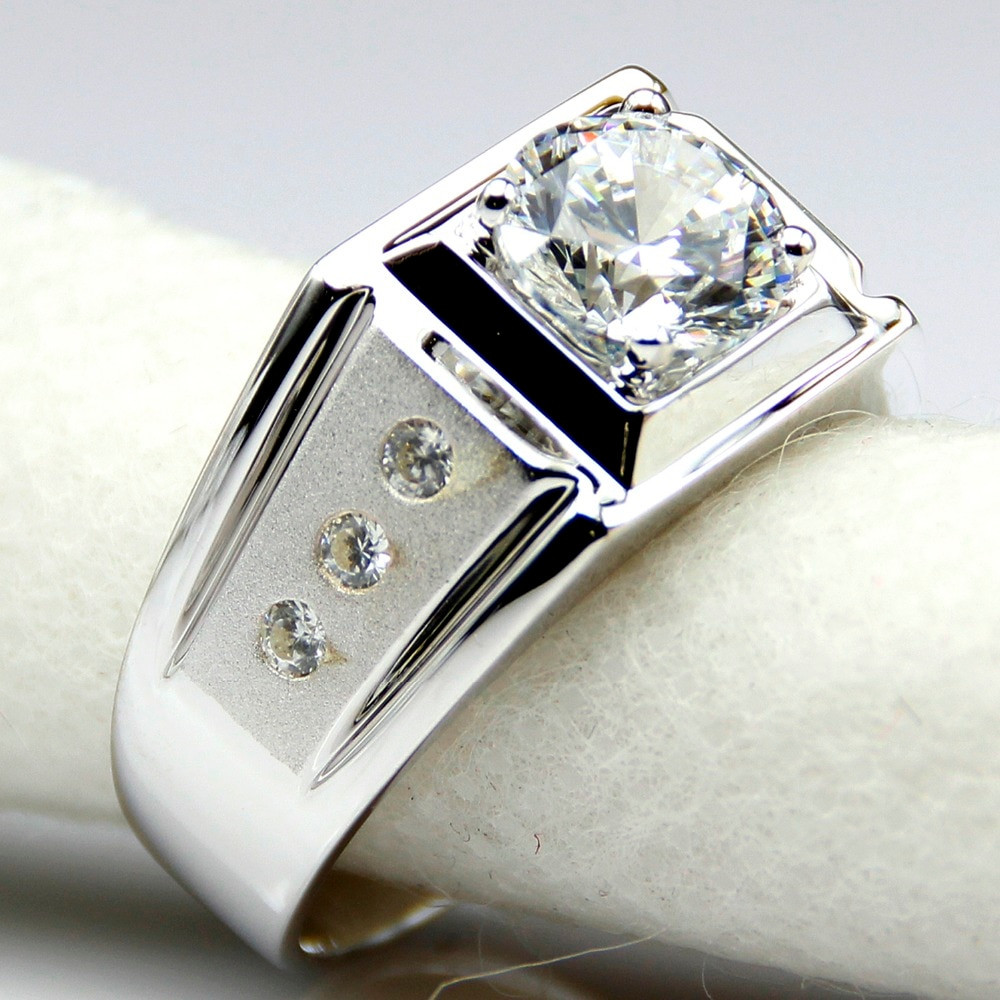 Men Diamond Engagement Rings
 Diamond Men Ring Center 2 Carat Simulated Diamond