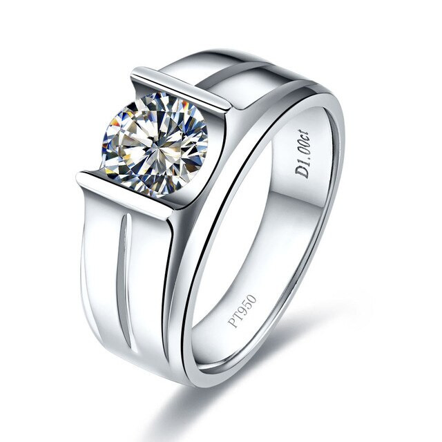 Men Diamond Engagement Rings
 Generous Bridegoom Jewelry Gold 14K Man Ring 1CT Solitaire