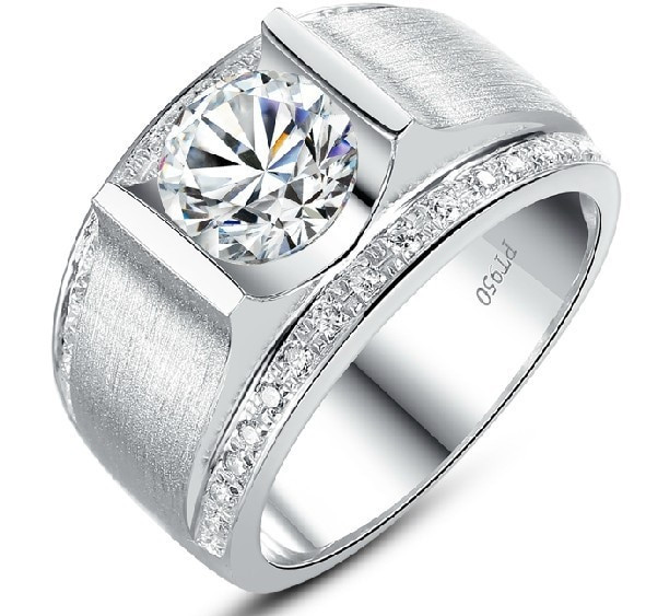 Men Diamond Engagement Rings
 High Quality Real 925 Sterling Silver Diamond Wedding Ring