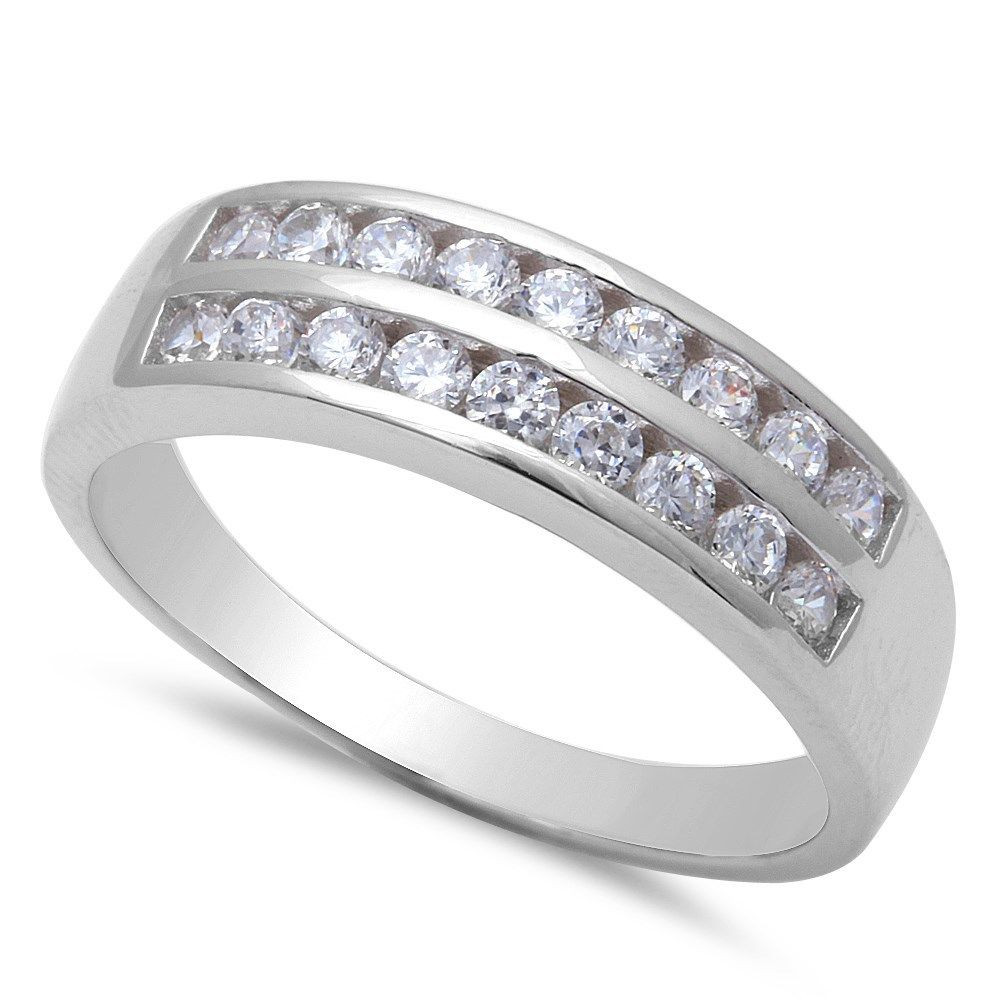 Men's Sterling Silver Wedding Bands
 Men s Round Cubic Zirconia Engagement 925 Sterling Silver