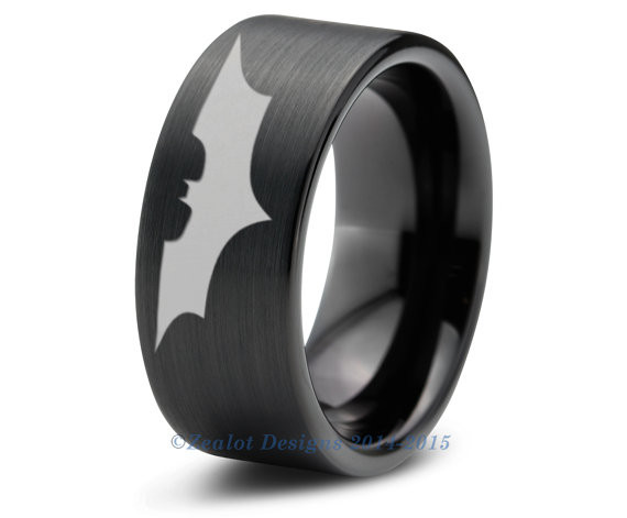 Mens Batman Wedding Rings
 Batman Tungsten Wedding Band Ring Mens Womens Brushed Pipe