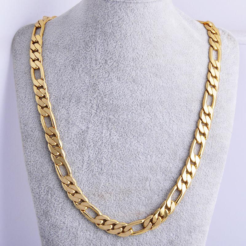 Mens Figaro Necklace
 Figaro Thick Chain Yellow Gold Filled Mens Chain Hip Hop