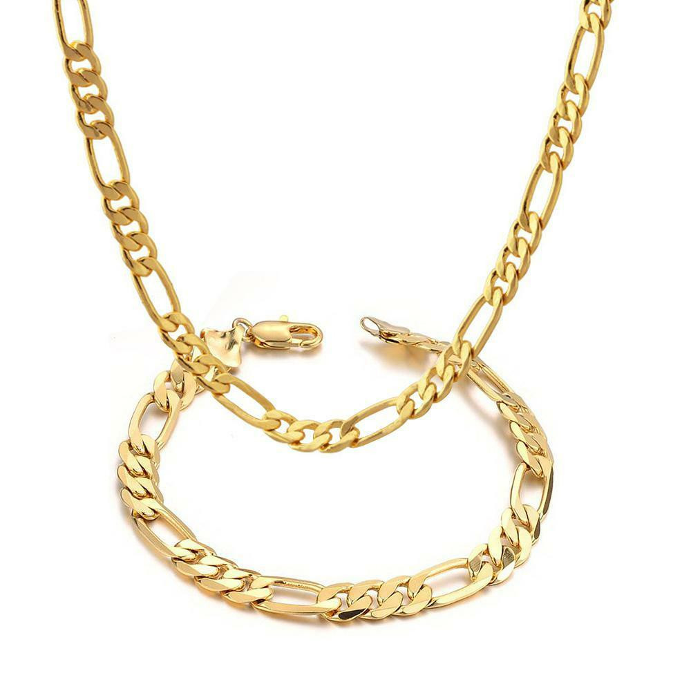 Mens Figaro Necklace
 Mens 18k Yellow Gold Plated 24in Figaro Chain Necklace 5 6