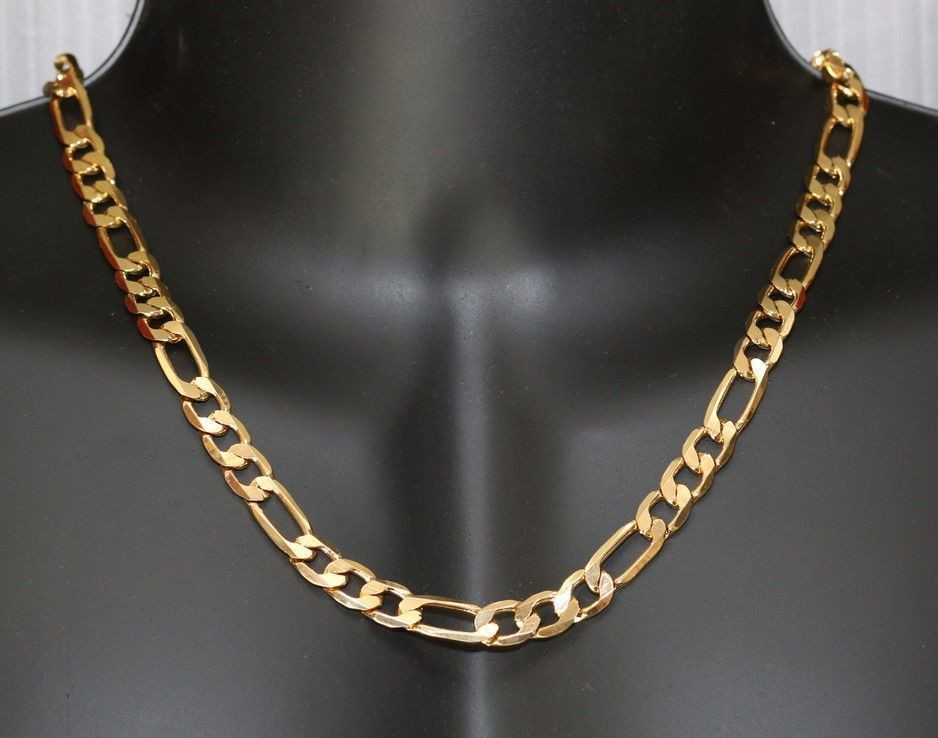 Mens Figaro Necklace
 Men s 18k Gold Filled 7mm Italian Figaro Link Chain