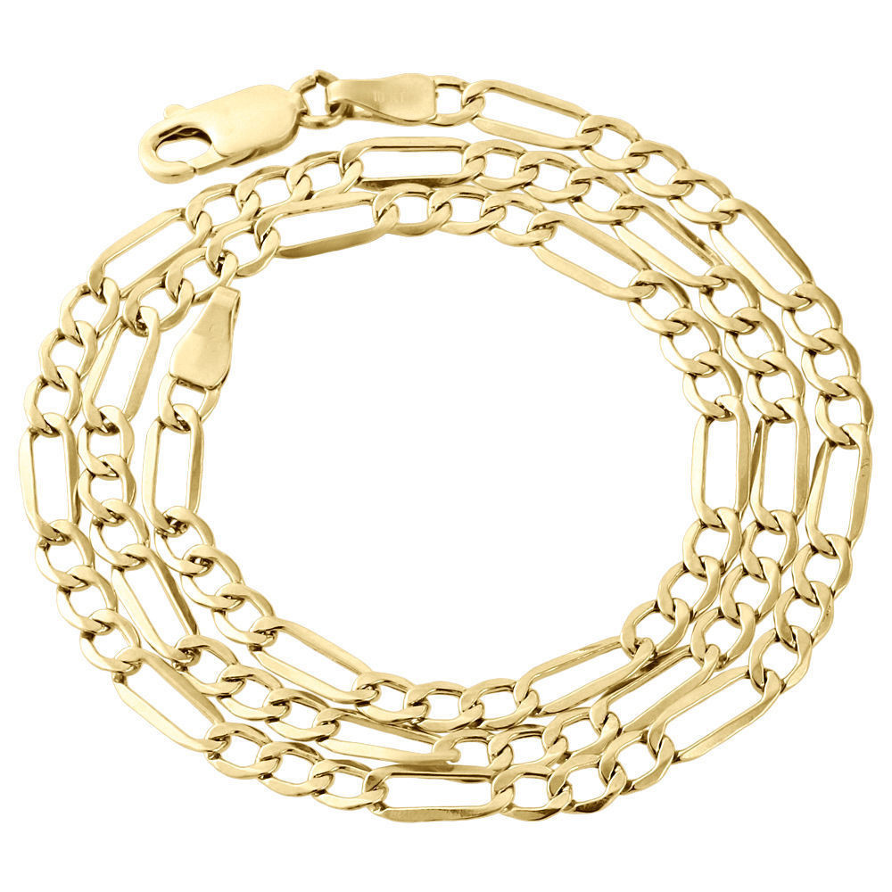 Mens Figaro Necklace
 Mens Real 10K Yellow Gold Figaro Chain 4mm Necklace High