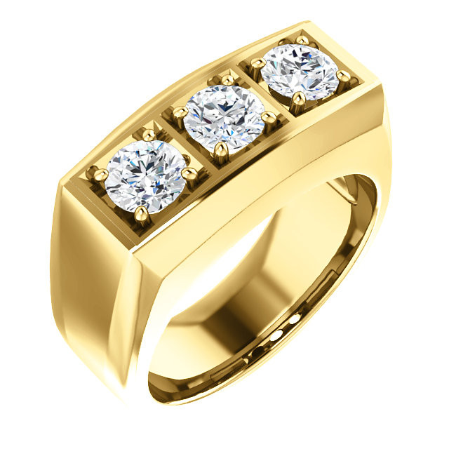 Mens Yellow Gold Diamond Rings
 14k Yellow gold Mens 3 Stone Diamond Ring 1 50 CT Sarraf