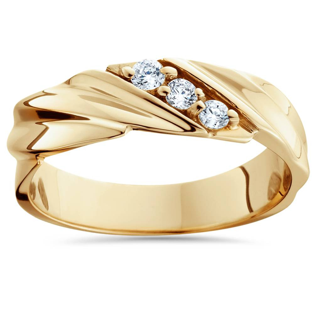 Mens Yellow Gold Diamond Rings
 1 10ct Diamond 14K Yellow Gold Mens Wedding Ring