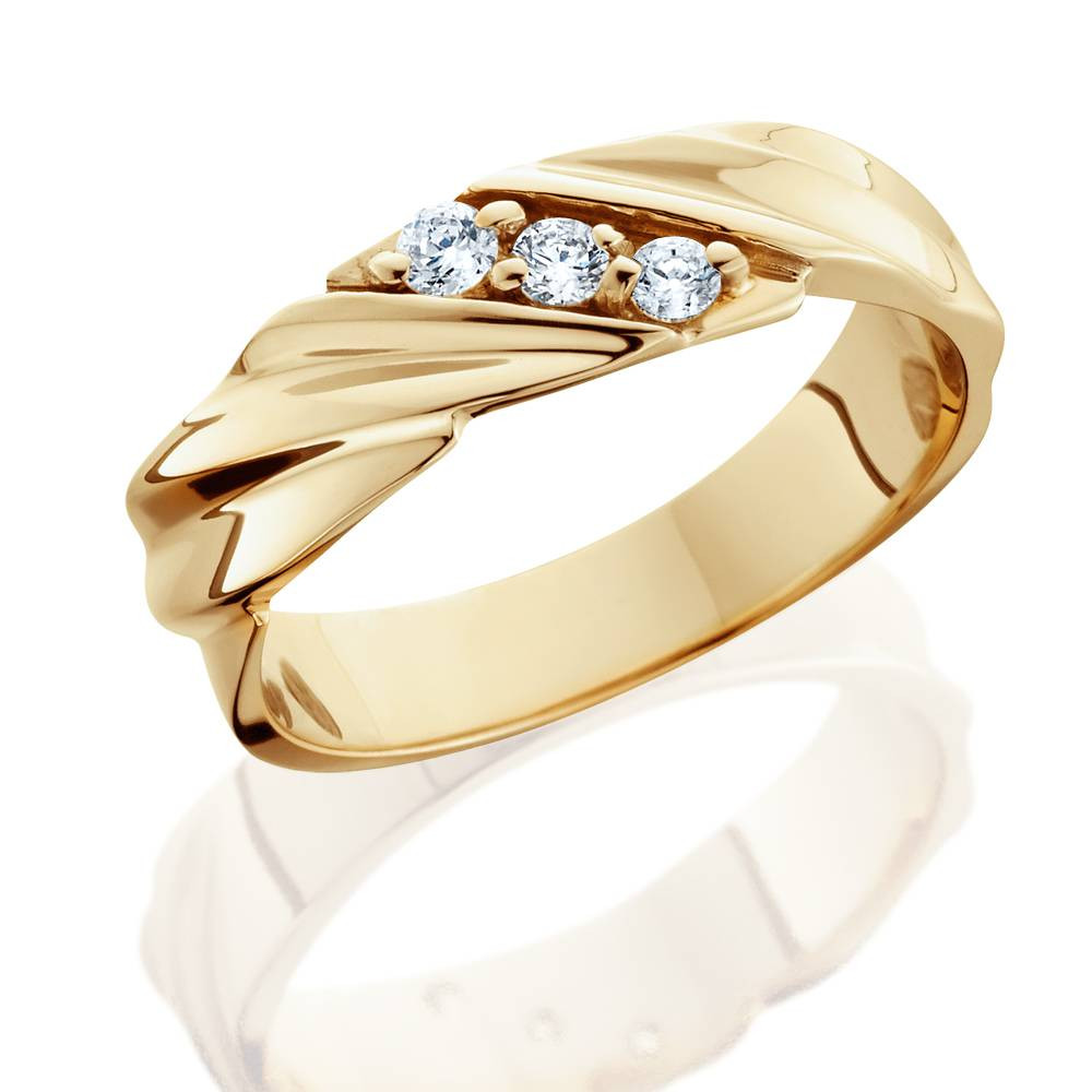 Mens Yellow Gold Diamond Rings
 1 10ct Diamond 14K Yellow Gold Mens Wedding Ring
