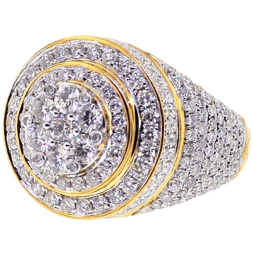 Mens Yellow Gold Diamond Rings
 Mens Diamond Cluster Signet Ring 14K Yellow Gold 4 38 ct