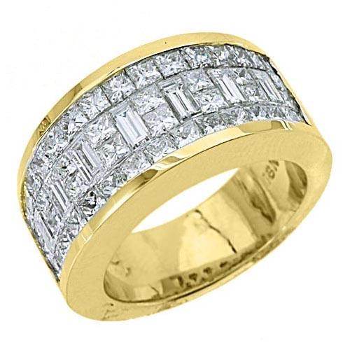 Mens Yellow Gold Diamond Rings
 MENS 3 17 CARAT PRINCESS BAGUETTE CUT DIAMOND RING WEDDING