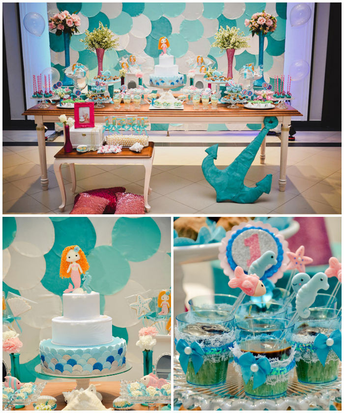 Mermaid Theme Party Ideas
 Kara s Party Ideas Mermaid themed 1st birthday party via